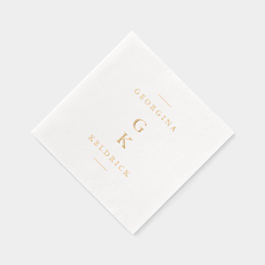 Modern verticaal monogram folie servetten (Rechts)