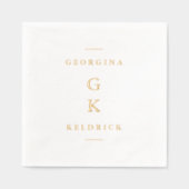 Modern verticaal monogram folie servetten (Voorkant)