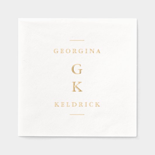 Modern verticaal monogram folie servetten (Voorkant)