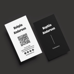 Modern Verticaal ontwerp QR-code en sociale link Visitekaartje