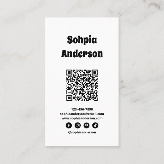 Modern Verticaal ontwerp | QR-code en sociale link Visitekaartje (Achterkant)