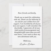 Modern Verticaal Script Eenvoudig foto-Afstuderen Bedankkaart (Achterkant)