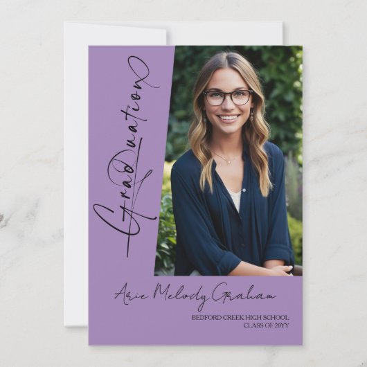 Modern verticaal script foto afstuderen kaart (Voorkant)