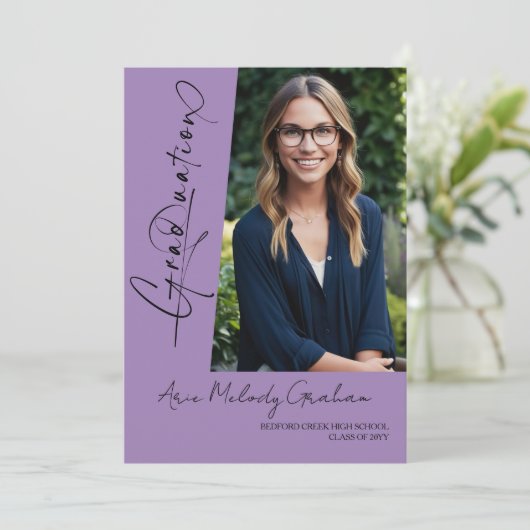Modern verticaal script foto afstuderen kaart (Staand voorkant)