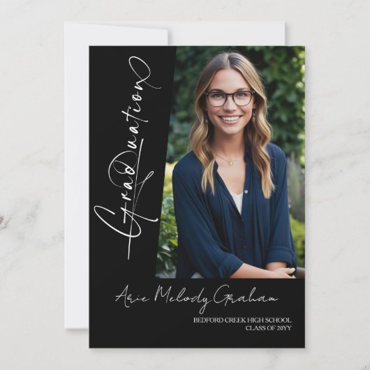 Modern verticaal script foto afstuderen kaart (Voorkant)