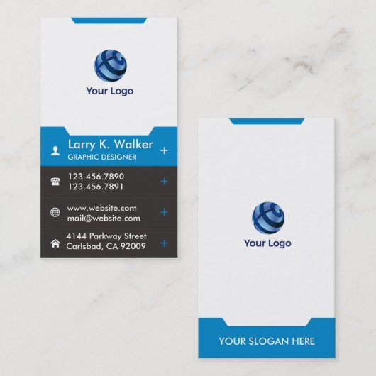 Modern verticaal Visitekaartje (Voorkant / Achterkant)