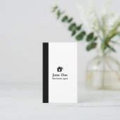 Modern verticaal zwart wit onroerend goed visitekaartje (Staand voorkant)