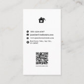 Modern verticaal zwart wit onroerend goed visitekaartje (Achterkant)