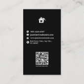 Modern verticaal zwart wit onroerend goed visitekaartje (Achterkant)