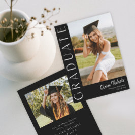 Modern Vertical Black en White Photo Afstuderen Kaart