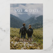 Modern Vertical Double-sided Photo Save The Date Folie Uitnodiging (Voorkant)