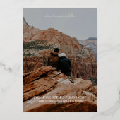 Modern Vertical Double-sided Photo Save The Date Folie Uitnodiging (Achterkant)