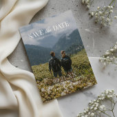 Modern Vertical Double-sided Photo Save The Date Folie Uitnodiging