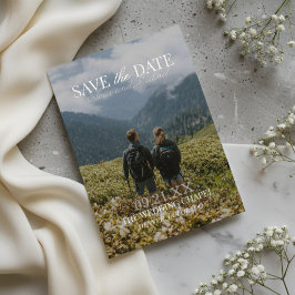 Modern Vertical Double-sided Photo Save The Date Folie Uitnodiging
