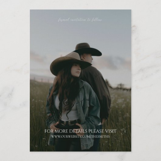 Modern Vertical Double-sided Photo Save The Date Kaart (Achterkant)