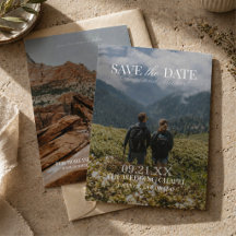 Modern Vertical Double-sided Photo Save The Date