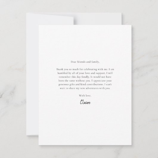 Modern Vertical Photo Afstuderen Bedankkaart (Achterkant)