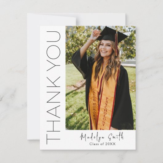 Modern Vertical Photo Afstuderen Bedankkaart (Voorkant)