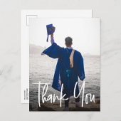 Modern Vertical Photo Afstuderen Custom Bedankt Aankondigingskaart (Voorkant / Achterkant)