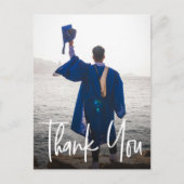 Modern Vertical Photo Afstuderen Custom Bedankt Aankondigingskaart (Voorkant)