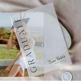 Modern Vertical Photo Afstuderen Vellum Uitnodigingen