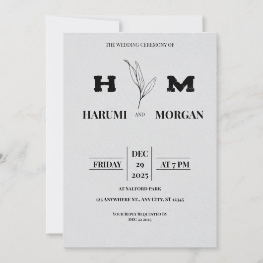 Modern Vertical Wedding Invitation Kaart (Voorkant)