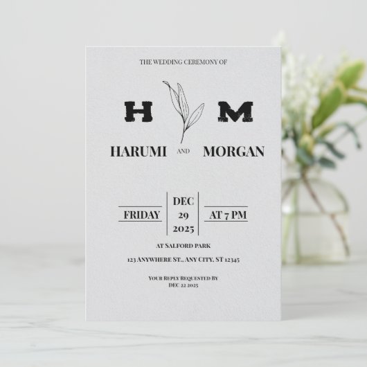 Modern Vertical Wedding Invitation Kaart (Staand voorkant)