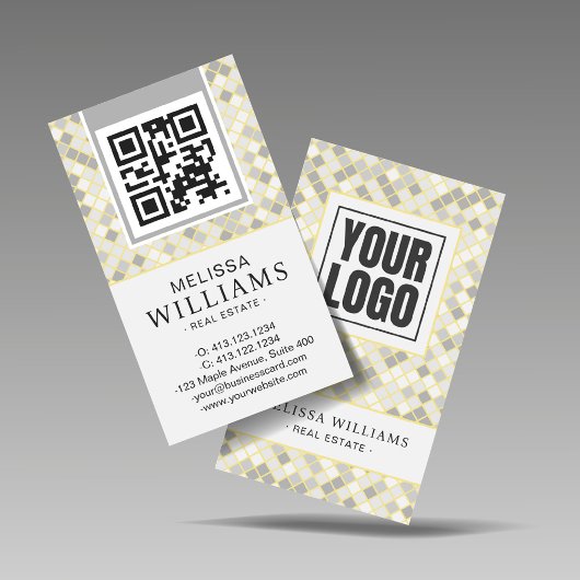 Modern Vertical Yellow & Gray Geometric  Visitekaartje