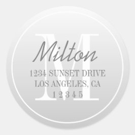 Modern vervagend verloopretouradres | Grijs Ombre Ronde Sticker