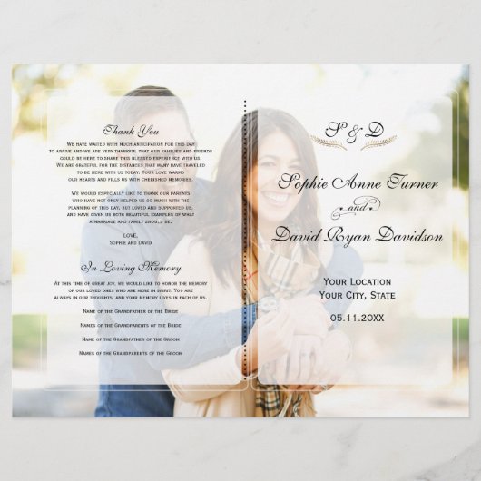 Modern Vervlogen Foto Geometrisch Huwelijksprogram (Voorkant)