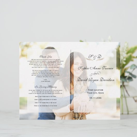 Modern Vervlogen Foto Geometrisch Huwelijksprogram (Staand voorkant)