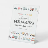 Modern vervoer verjaardag welkomstbord reclamebord met voetstuk (Voorkant)