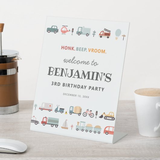 Modern vervoer verjaardag welkomstbord reclamebord met voetstuk (Insitu)