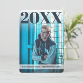 Modern Vet Afstuderen | Navy Blue | 2 Foto Kaart (Staand voorkant)