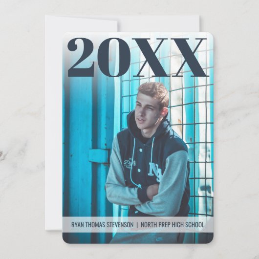 Modern Vet Afstuderen | Navy Blue | 2 Foto Kaart (Voorkant)