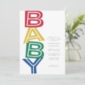 modern vet baby shower voor primaire kleuren beves kaart (Staand voorkant)