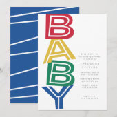 modern vet baby shower voor primaire kleuren beves kaart (Voorkant / Achterkant)