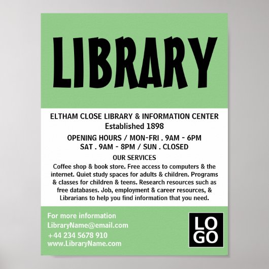 Modern vet, bibliotheek Adverteren Poster (Voorkant)