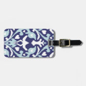 Modern vet blauw en wit ikat stampatroon bagagelabel (Voorkant horizontaal)