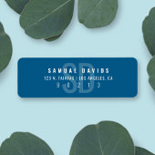 Modern vet blauw grijs retouradres etiket