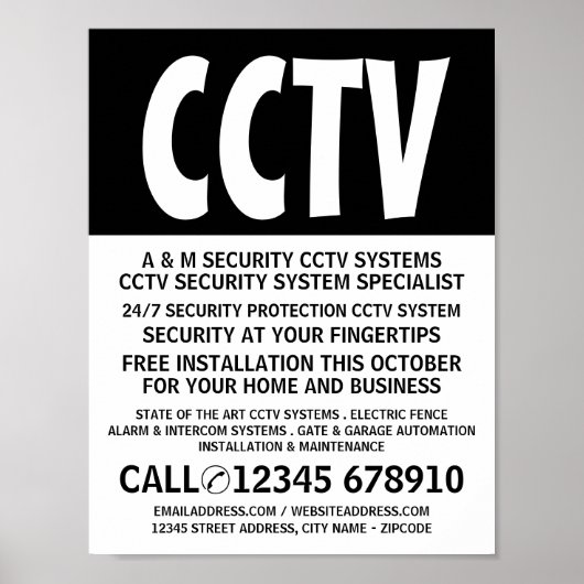 Modern vet, CCTV-beveiliging Adverteren Poster (Voorkant)