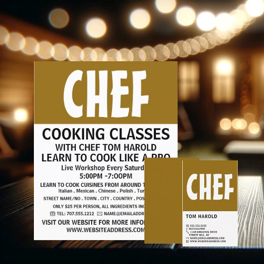 Modern Vet, Chef, Reclame voor kooklessen Flyer