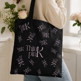 Modern Vet Denk Roze Typografisch Logo Tote Bag