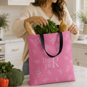 Modern Vet Denk Roze Typografisch Logo Tote Bag