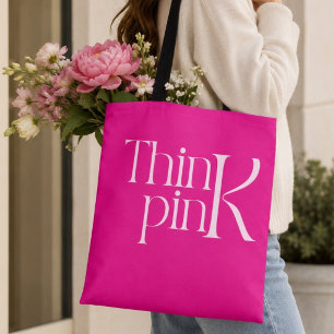 Modern Vet Denk Roze Typografisch Logo Tote Bag