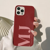 Modern vet diep rood aangepaste monogram Case-Mate iPhone case
