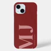 Modern vet diep rood aangepaste monogram Case-Mate iPhone case (Achterkant)