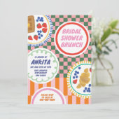 Modern vet en kleurrijk Vrijgezellenfeest brunch Kaart (Staand voorkant)