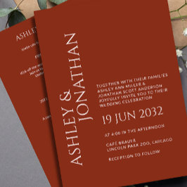 Modern vet en minimalistisch bruiloft alles-in-één kaart