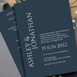 Modern vet en minimalistisch bruiloft alles-in-één kaart